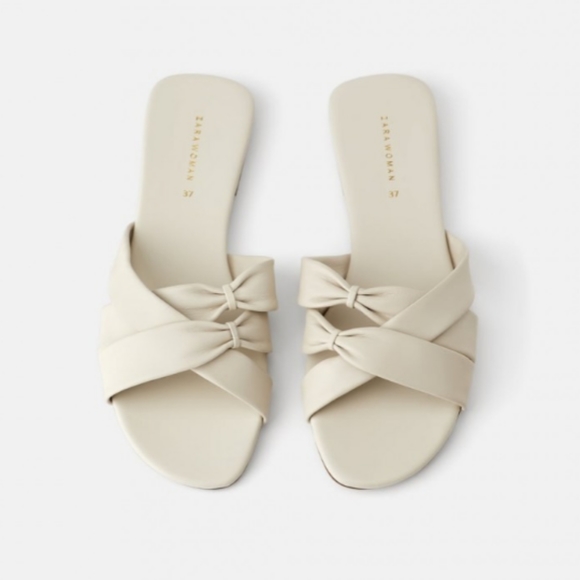 Zara! Bow cross detail leather sandals! US7.5, EU38 - Picture 2 of 7